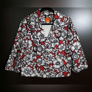Hearts of Palm Cotton Floral Print Blazer Jacket